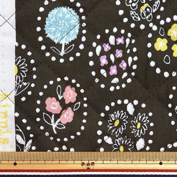 Fabric "kippis OxfordQuilt Cut Cloth Approx. 105 x 50cm Summer Flower Charcoal CQKPO-49J" 【Yuzawayaoriginal】