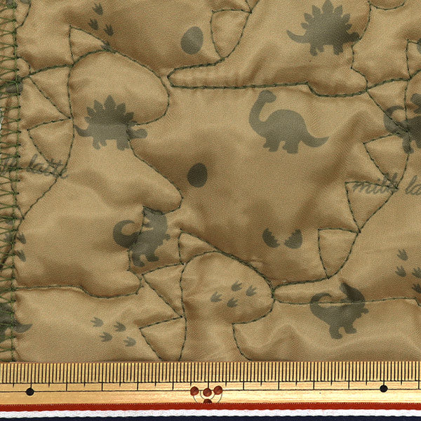Fabric "Design Quilt" Cut Cloth Approx. 130cm x 50cm Milkrate Dinosaur Khaki MLDQ-05"