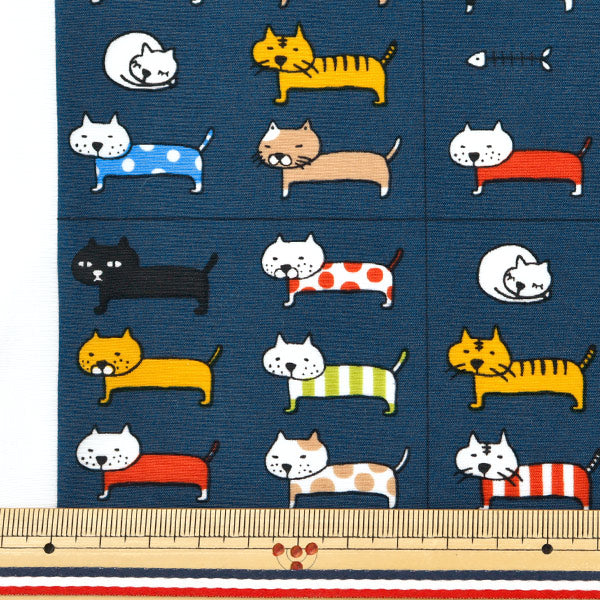 [数量从5开始] 织物 “尼龙塔斯兰对齐猫海军KTS6728-D" COTTON KOBAYASHI