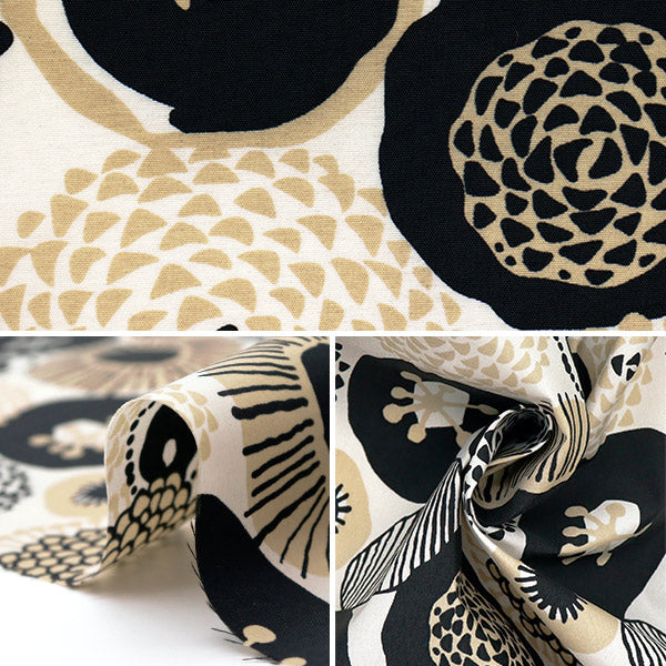[Quantity starting from 5] Fabric "Usako Cloth Nylon Taslan Ink Blue Flower Black UP5946-A" COTTON KOBAYASHI