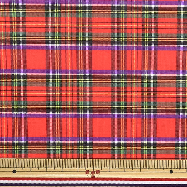 [Quantity starting from 5] Fabric "Nylon tartan coating, red check 3328-2"