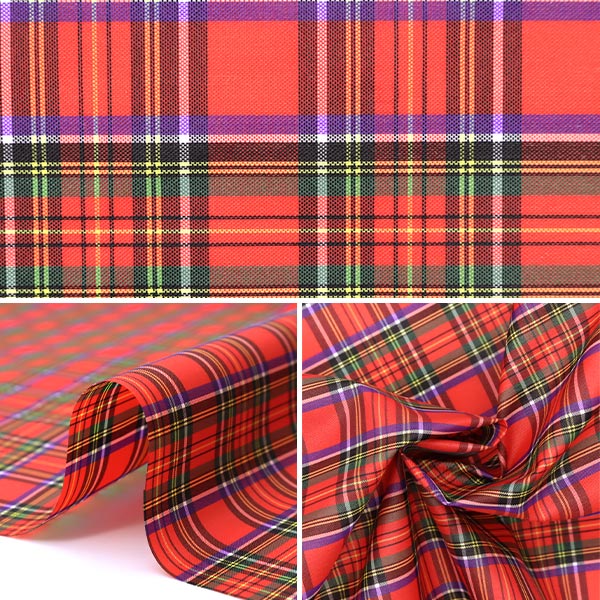 [Quantity starting from 5] Fabric "Nylon tartan coating, red check 3328-2"