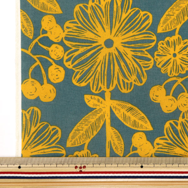 [From quantity 5]Fabric "nylonTaffetaPrint Scandinavian floral pattern gray x Kiiro SG-4001-C"