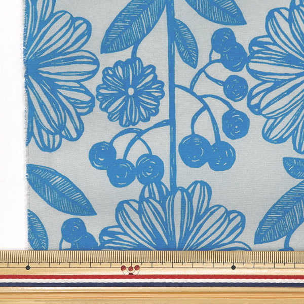 [From quantity 5]Fabric "nylonTaffetaPrint Scandinavian floral pattern gray x Ao SG-4001-D"