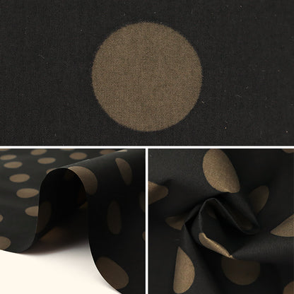 [From quantity 5]Fabric "nylonTaffetaPrinting Polka dots Black x beige SG-4000-A"