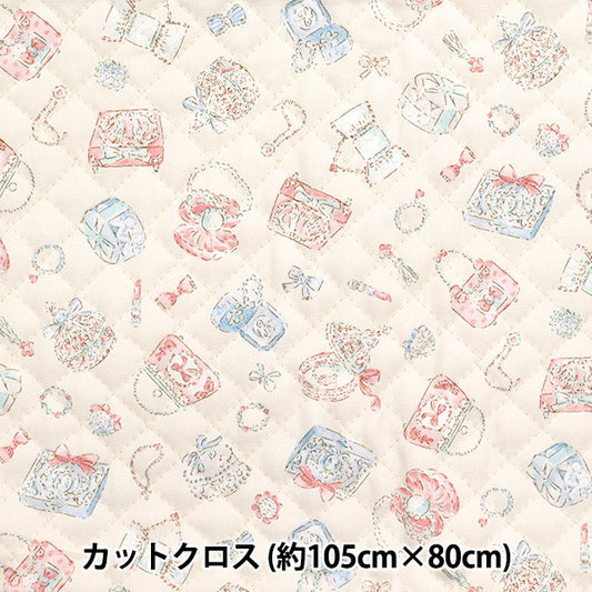 Fabric "Colorful Canvas"OxfordQuilted Jewelry Box Cut Cloth Approx. 105 x 80 cm Natural QCOCAN-JEW2NA" KOKKA