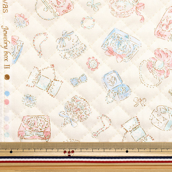 Fabric "Colorful Canvas"OxfordQuilted Jewelry Box Cut Cloth Approx. 105 x 80 cm Natural QCOCAN-JEW2NA" KOKKA