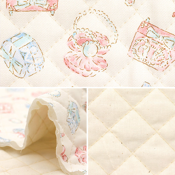Fabric "Colorful Canvas"OxfordQuilted Jewelry Box Cut Cloth Approx. 105 x 80 cm Natural QCOCAN-JEW2NA" KOKKA