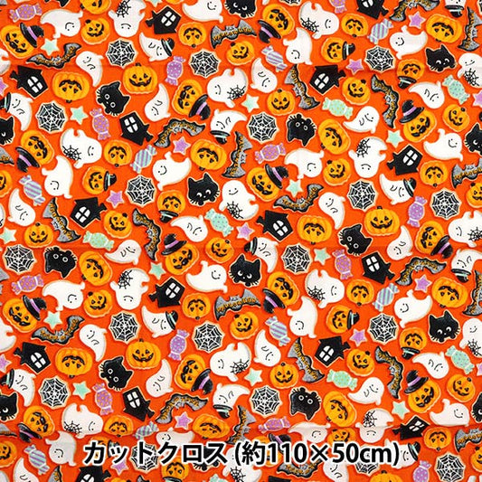 Fabric "Shower Halloween Lint Cut Cloth Approximately 110cm x 50cm Orange C-AP45101-2A "