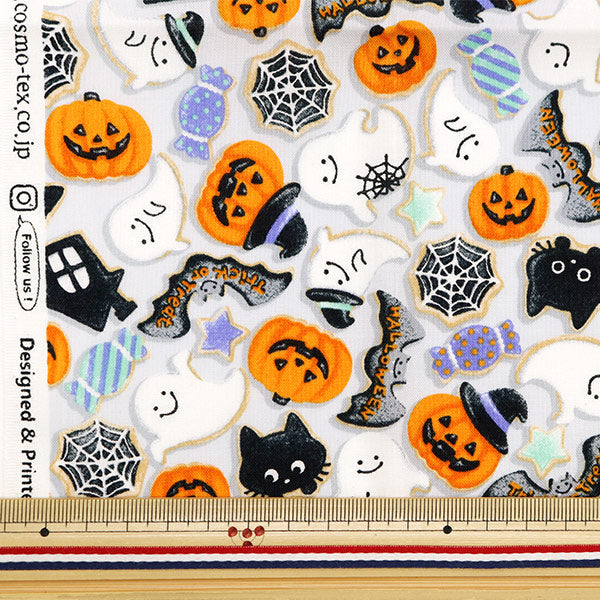Fabric "Shower Halloween Lint Cut Cloth Approximately 110cm x 50cm White C-AP45101-2C]