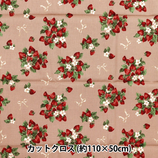 Fabric 『Sheeting UN/NO Cut Cloth Very Berry Approx. 110cm x 50cm Beige C-NN2318-11A"