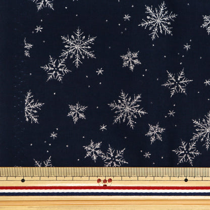Fabric "Christmas print Cut Cloth Snow crystal about 110cm x 50cm navy C-DX11840L-E"
