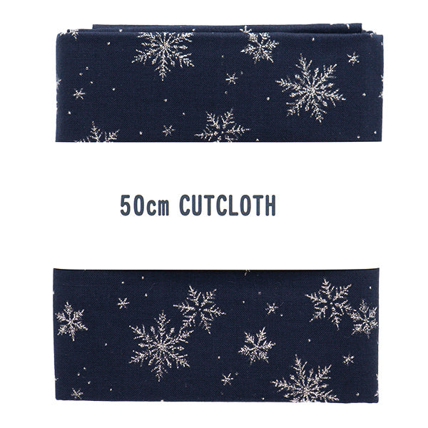Fabric "Christmas print Cut Cloth Snow crystal about 110cm x 50cm navy C-DX11840L-E"