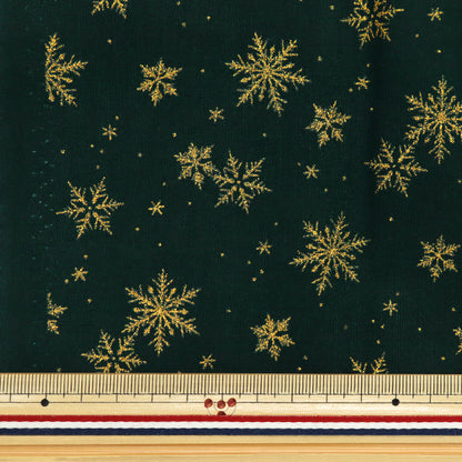 Fabric "Christmas print Cut Cloth Snow crystal about 110cm x 50cm Green C-DX11840L-D"