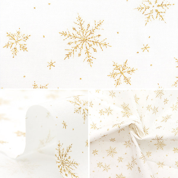 Fabric "Christmas print" Cut Cloth Snowflake Approx. 110cm x 50cm White Gold C-DX11840L-A"