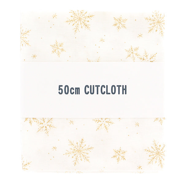 Fabric "Christmas print" Cut Cloth Snowflake Approx. 110cm x 50cm White Gold C-DX11840L-A"