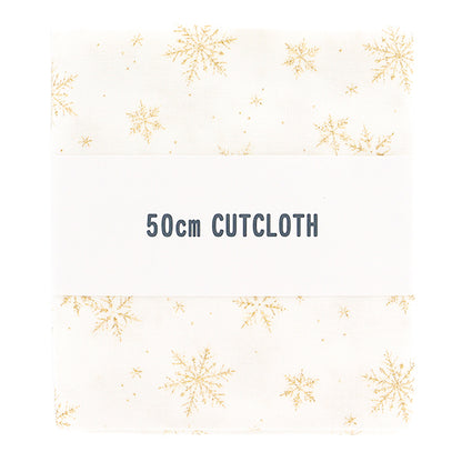 Fabric "Christmas print" Cut Cloth Snowflake Approx. 110cm x 50cm White Gold C-DX11840L-A"