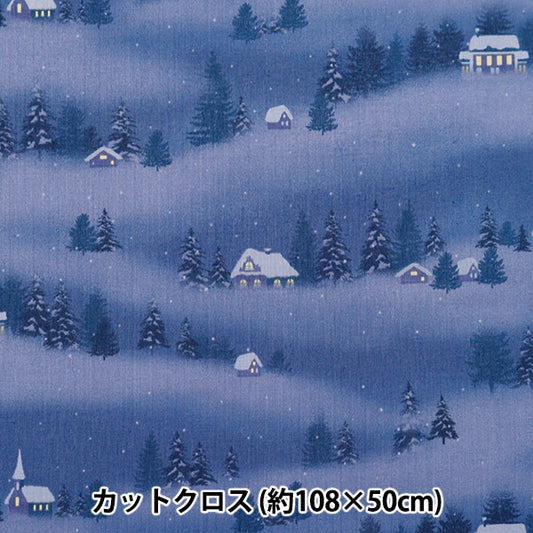 Fabric "Christmas print Cut Cloth Snow scenery about 108cm x 50cm navy C-DX10531L-C "