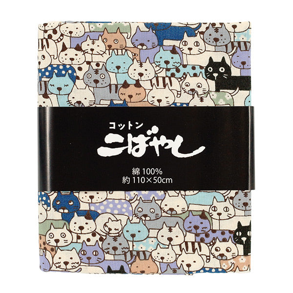 Fabric 『Sheeting Lots of cats Cut Cloth Approx. 110 x 50cm Blue C-ACS1107-B"