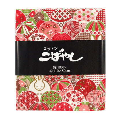 Fabric 『Sheeting Temari rabbit Cut Cloth Approx. 110 x 50cm Red C-ACS1109-B"
