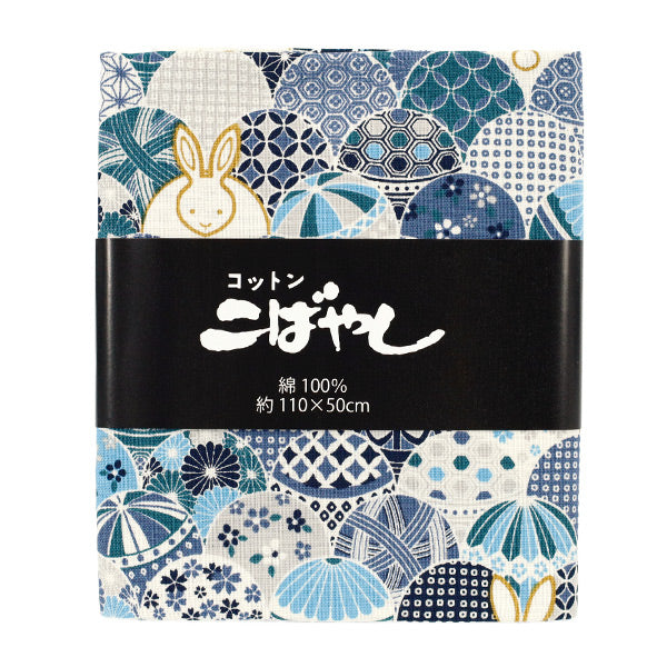 Fabric 『Sheeting Temari Usagi Cut Cloth Approximately 110×50cm Blue C-ACS1109-C"