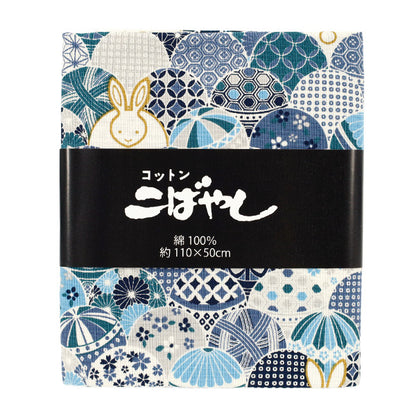 Fabric 『Sheeting Temari Usagi Cut Cloth Approximately 110×50cm Blue C-ACS1109-C"