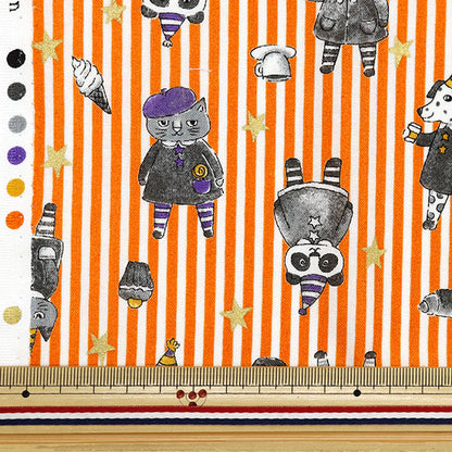 Fabric 『Sheeting Halloween stripe Cut Cloth Approximately 110cm x 50cm orange C-YG-76020-1A" KOKKA