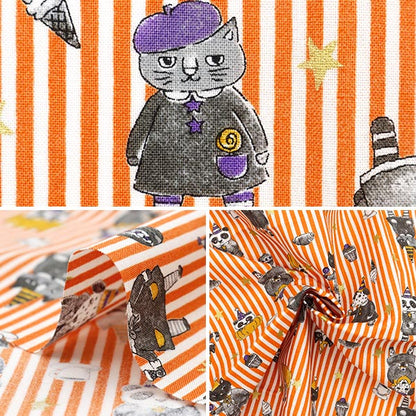 Fabric 『Sheeting Halloween stripe Cut Cloth Approximately 110cm x 50cm orange C-YG-76020-1A" KOKKA
