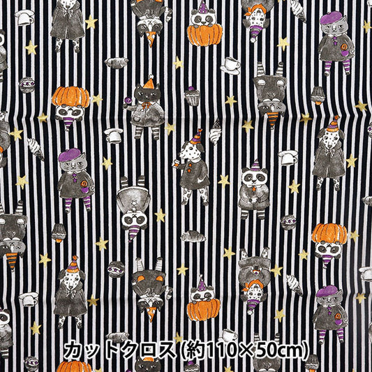 Fabric 『Sheeting Halloween stripe Cut Cloth Approximately 110cm x 50cm black C-YG-76020-1B" KOKKA
