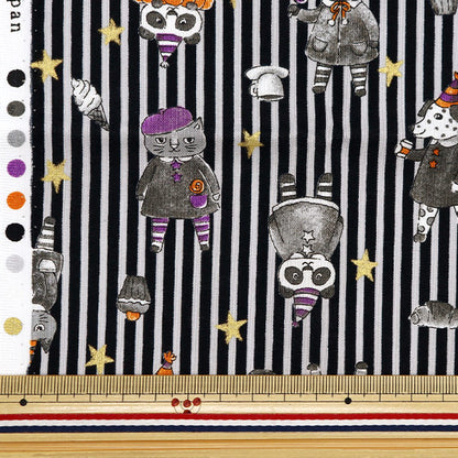 Fabric 『Sheeting Halloween stripe Cut Cloth Approximately 110cm x 50cm black C-YG-76020-1B" KOKKA