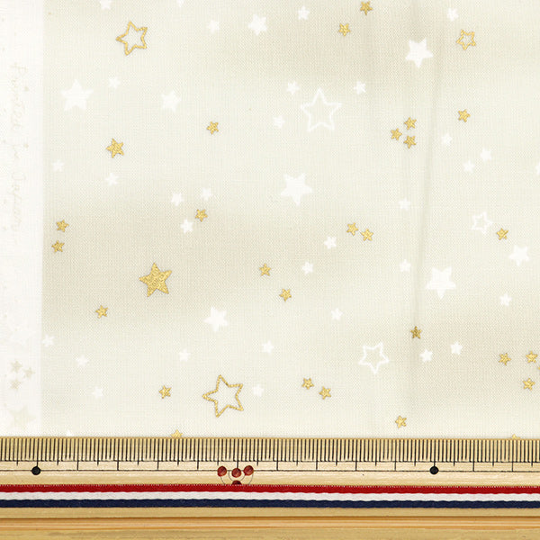 Fabric "Christmas print Cut Cloth Star lame about 110cm x 50cm Ivory C-SS-2404-1A "