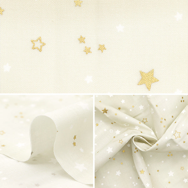 Fabric "Christmas print Cut Cloth Star lame about 110cm x 50cm Ivory C-SS-2404-1A "