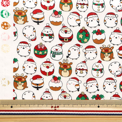 Fabric "Christmas print Cut Cloth Shimaenaga about 110cm x 50cm Ivory C-SS-2404-2A "
