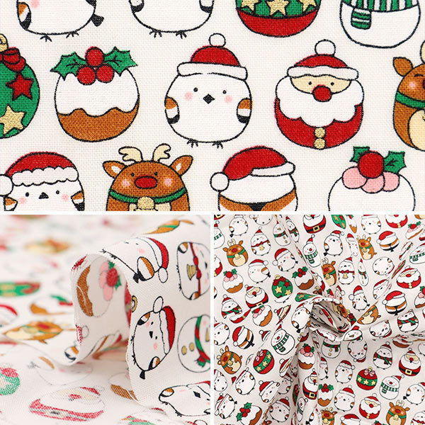 Fabric "Christmas print Cut Cloth Shimaenaga about 110cm x 50cm Ivory C-SS-2404-2A "