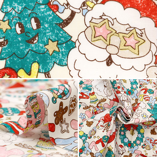 Fabric "Christmas print Cut Cloth Pop about 110cm x 50cm Ivory C-SS-2404-3A "