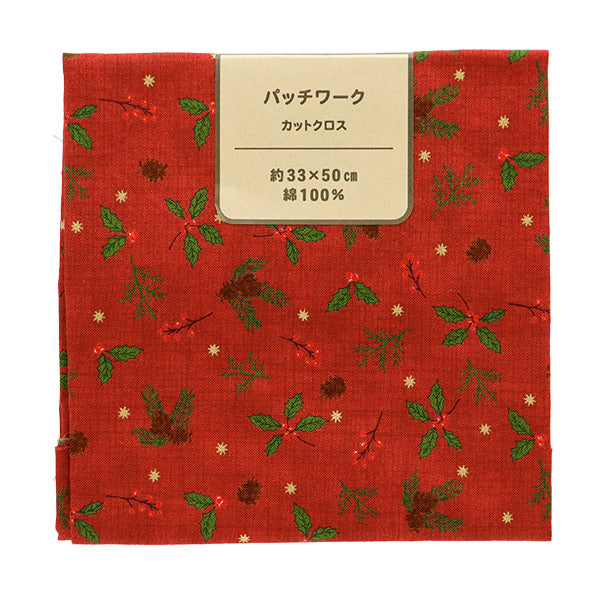 Fabric 『Quilting Cut Cloth Approximately 33cm x 50cm Christmas pine pine red C-DX10619L-C"