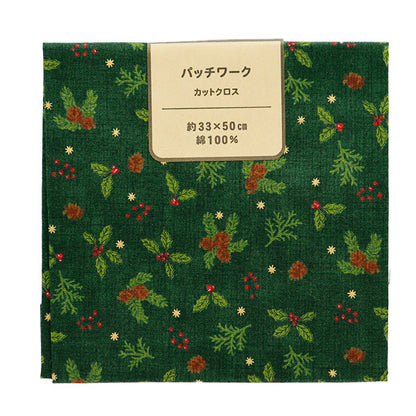 Fabric 『Quilting Cut Cloth Approximately 33cm x 50cm Christmas pine cones Green C-DX10619L-D"