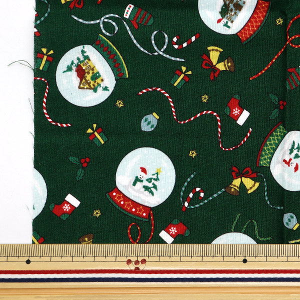 Fabric 『Quilting Cut Cloth Approximately 33cm x 50cm Christmas Snow Dome Green C-DX10620L-C"