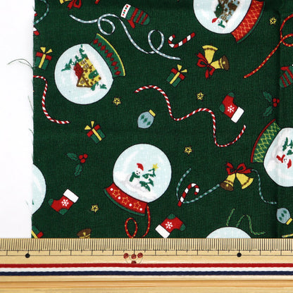 Fabric 『Quilting Cut Cloth Approximately 33cm x 50cm Christmas Snow Dome Green C-DX10620L-C"
