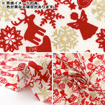 Fabric 『Quilting Cut Cloth Approximately 33cm x 50cm Christmas motif White x Green C-DX10621L-B"