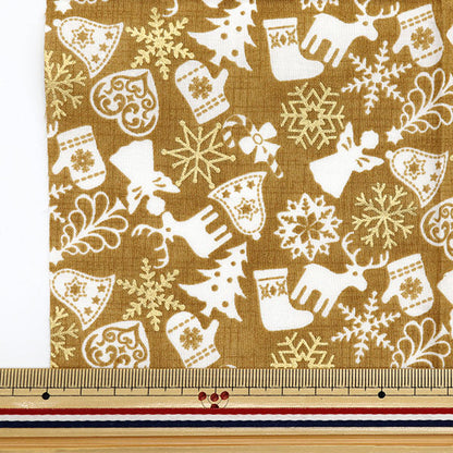 Fabric 『Quilting Cut Cloth Approximately 33cm x 50cm Christmas motif brown C-DX10621L-C"