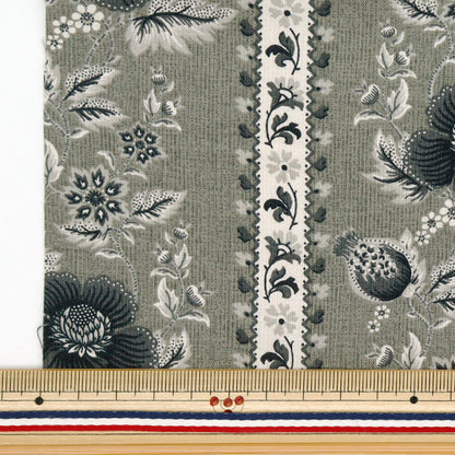 生地 『パッチワーク カットクロス 約33cm×50cm ベルフルール グレー C-DG10650S-F』