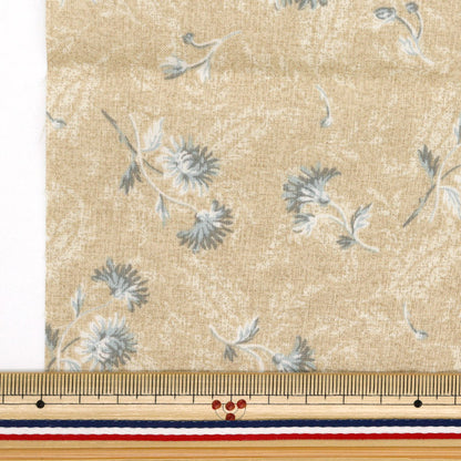 Fabric 『Quilting Cut Cloth Approx. 33cm x 50cm Chrysantheme Blue Beige C-DG10652S-D"