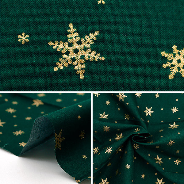 Fabric 『Quilting Cut Cloth Approximately 33cm x 50cm Christmas snow crystal green C-7113-3C"