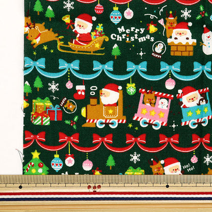 Fabric 『Quilting Cut Cloth Approximately 33cm x 50cm Christmas printRibbonBorder Green C-AP45102-2A"