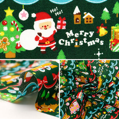 Fabric 『Quilting Cut Cloth Approximately 33cm x 50cm Christmas printRibbonBorder Green C-AP45102-2A"