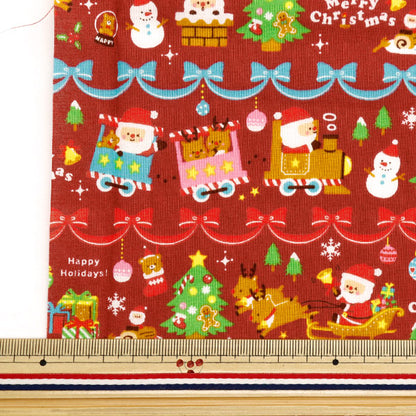 Fabric 『Quilting Cut Cloth Approximately 33cm x 50cm Christmas printRibbonBorder Red C-AP45102-2B"