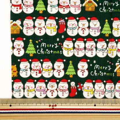 Fabric 『Quilting Cut Cloth Approximately 33cm x 50cm Christmas print Snowman Green C-AP45102-3A"