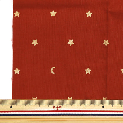 生地 『パッチワーク カットクロス 約33cm×50cm クリスマスプリント 星と月ラメ レッド C-AP45202-F』