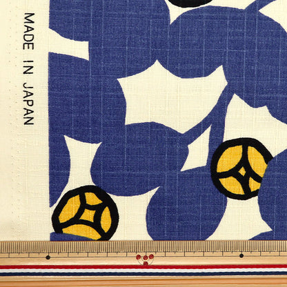 [From quantity 5] Fabric "Southern Cross Botanical Tsubaki Blue x Ivory Up5943-A" COTTON KOBAYASHI